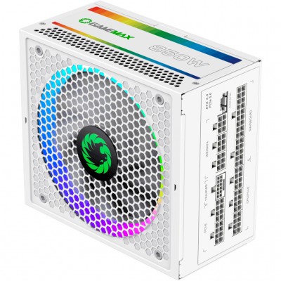 Блок живлення GAMEMAX (RGB 850 PRO WH (ATX3.0/3.1 PCI) 850W, 80 Gold,ARGB ring fan 140mm,fu lly modularOPP, OVP, UVP, OCP, OTP, SCP RGB 850 PRO WH (AT