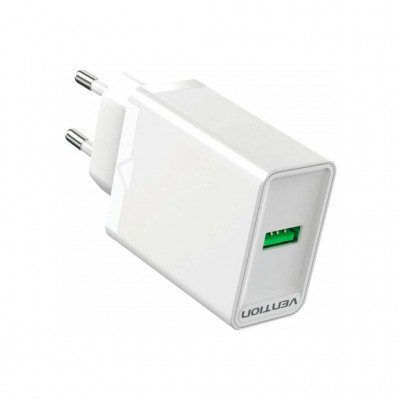 Зарядний пристрій 1xUSB 18W (USB-A) QC3.0 білий Vention (FABW0-EU)
