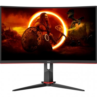 Монітор 27" AOC C27G2Z3/BK, VA, 280Гц, 0,5ms, вигнутий, HDMIx2, DP, HAS, чорний з червоним