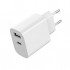 Зарядний пристрій Gembird 1xUSB-A+1xUSB-C 5V/2.4A (12W) white (TA-UC-2AC12-01)
