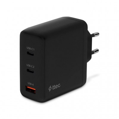 Зарядний пристрій Ttec SmartCharger Trio GAN 2хUSB-C/USB-A /120Вт Black (2SCG04S)