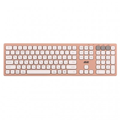 Клавіатура бездротова 2E KS270 WL/BT EN/UKR Pink/White (2E-KS270WBPN_UA)
