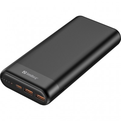 УМБ Sandberg PD 20000mAh 65W 3A QC3.0, Always-ON-Mode, USB, 2хType-C OUT