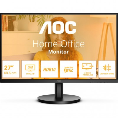 Монітор 27" AOC U27B3M, 4K UHD, VA, 2xHDMI, DP, колонки, чорний