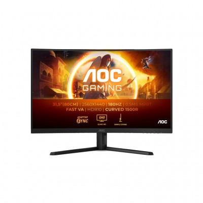 Монітор 31.5" AOC CQ32G4VE, VA, QHD, 180Гц, 0,5 мс, вигнутий, 2хHDMI, DP, чорно-сірий