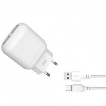 Зарядний пристрій XO L78 (2USBх2.4A) White (L78-M-WH) + кабель microUSB