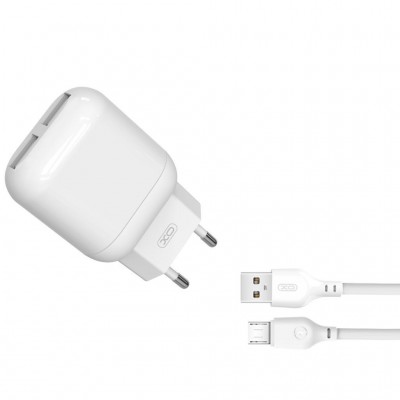 Зарядний пристрій XO L78 (2USBх2.4A) White (L78-M-WH) + кабель microUSB