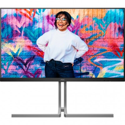 Монітор 31.5" AOC U32U3CV, Nano IPS, UHD, 2xHDMI, DP, USB-C, RJ-45, USB-hub, HAS, Pivot, кол.,чорно-сріб