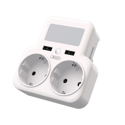 Зарядний пристрій XO WL09 (2 розетки 4000W; 2USB 2.4A) White (WL09.white)