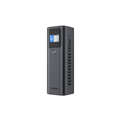 УМБ Choetech 27000mAh 140W IN/OUT, 2xUSB-C PD5.0 USB-A QC3.0 22W, Li-pol, TFT Display, black