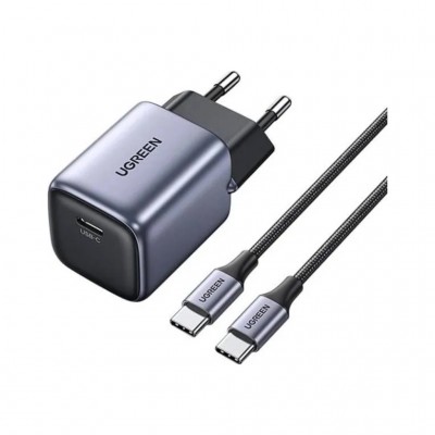 Зарядний пристрій 1xUSB 30W (USB-C) Gan PD Nexode Mini + PD cable Сірий CD319 Ugreen (25257)