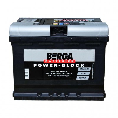 Акумулятор автомобільний Berga Power Block 63Ah Ев (-/+) (610EN) (5634000617502)