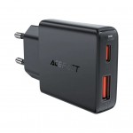 Зарядний пристрій 2xUSB 30W (USB-C+USB-A) Gan A69 ultra-thin Fast Charger Black Acefast (6974316282709)