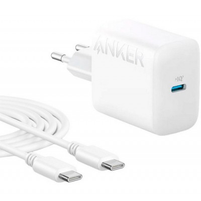 Зарядний пристрій Anker PowerPort 312 White, 20 W USB Type-C (B2347G21) + кабель USB Type-C