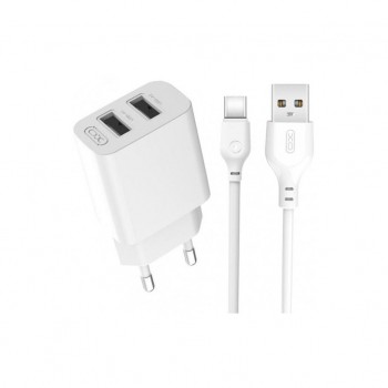 Зарядний пристрій XO L109 12W (2USB/2.4A) + USB - Type-C White (XO-L109-T)