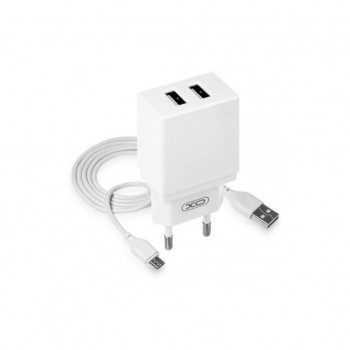 Зарядний пристрій XO L75 2USB/2.4A + MicroUSB White (XO-L75-M)