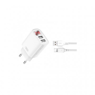 Зарядний пристрій XO L95 (2USB/2.4A) + USB - Lightning White (XO-L95-L)