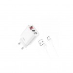 Зарядний пристрій XO L95 (2USB/2.4A) + USB - Type-C White (XO-L95-T)