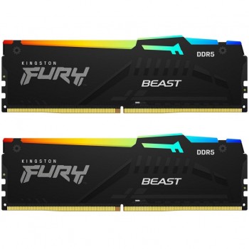 Пам'ять DDR5 32GB (2x16GB) 6000 MHz Beast RGB Kingston Fury (ex.HyperX) KF560C36BBE2AK2-32