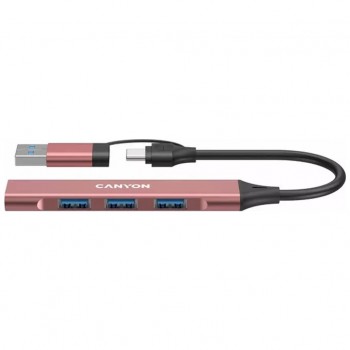 USB-хаб Canyon hub DS-02 4in1 USB-A/C Pink (CNS-TDS02P)