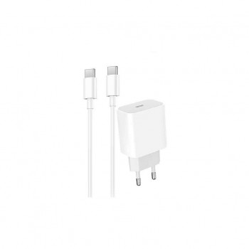 Зарядний пристрій Denmen DC06 (1USB 3.6A) PD20W+QC3.0 White (DM-DC06T-WH) + кабель USB Type-C