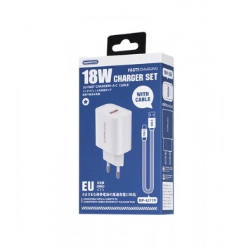 Зарядний пристрій Remax Kiddy Series 18W White (1USB 2.1 А) + кабель USB Type-C