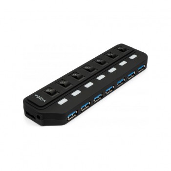 USB-хаб Vinga USB3.0 to 7*USB3.0 1m cable with Switch and Power (VHA3A7B)