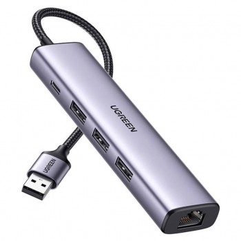 USB-хаб UGREEN USB 3.0 to 3хUSB 3.0/Type-C+RJ45(1000M) Ethernet 5 (60554)