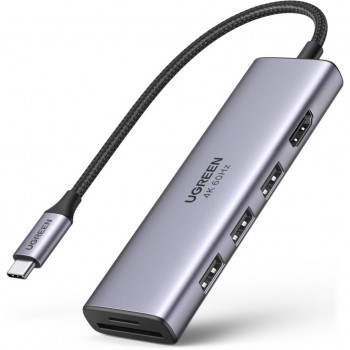 USB-хаб UGREEN USB3.1 Type-C to HDMI 4K60Hz/USB 3.0х2/SD/TF/PD 10 (60383)