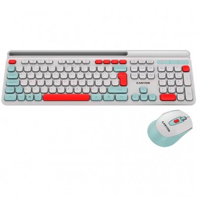 Комплект (клавіатура, миша) Canyon HSET-W5 Wireless UA White (CNS-HSETW5WT)