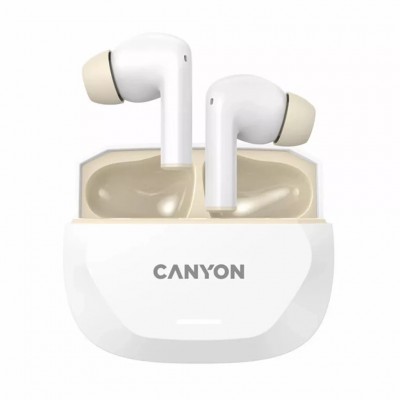 Навушники Canyon Hexagon 7 TWS ANC+ENC Wireless Charge White/Beige (CNS-TWS7WB)