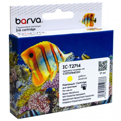 Картридж Epson T2714 27XL (C13T27144020) 1100 c, Yellow (IC-T2714) BARVA