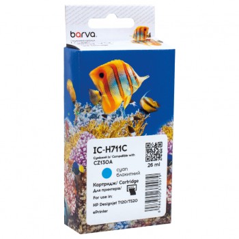 Картридж HP 711 (CZ130A/CZ134A) 26 мл, Cyan (IC-H711C) BARVA