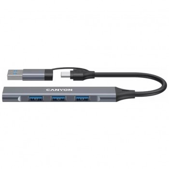 USB-хаб Canyon hub DS-02 4in1 USB-A/C Grey (CNS-TDS02G)