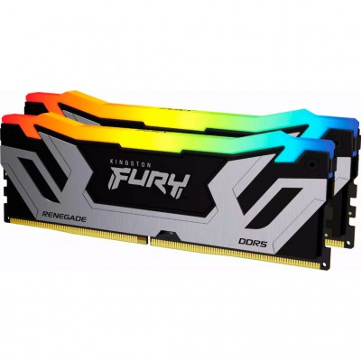 Пам'ять DDR5 48GB 8400 MHz Renegade RGB Silver XMP Kingston Fury (ex.HyperX) KF584CU40RSAK2-48