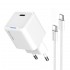 Зарядний пристрій ColorWay GaN Mini 25W PD Port PPS USB-C White (CW-CHS052PDC-WT) + кабель USB Type-C