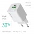 Зарядний пристрій ColorWay GaN Mini 30W PD Port PPS USB (Type-C PD + USB QC4.0) White (CW-CHS053PD-WT)