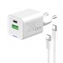Зарядний пристрій ColorWay GaN Mini 30W PD Port PPS USB (Type-C PD + USB QC4.0) White (CW-CHS053PDC-WT) + кабель USB Type-C
