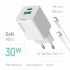 Зарядний пристрій ColorWay GaN Mini 30W PD Port PPS USB (Type-C PD + USB QC4.0) White (CW-CHS053PDC-WT) + кабель USB Type-C