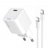 Зарядний пристрій ColorWay GaN Mini 30W PD Port PPS USB-C White (CW-CHS054PDC-WT) + кабель USB Type-C