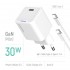 Зарядний пристрій ColorWay GaN Mini 30W PD Port PPS USB-C White (CW-CHS054PDC-WT) + кабель USB Type-C
