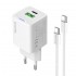 Зарядний пристрій ColorWay GaN Mini 35W PD Port PPS USB (Type-C PD + USB QC4.0) White (CW-CHS055PDC-WT) + кабель USB Type-C