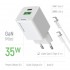 Зарядний пристрій ColorWay GaN Mini 35W PD Port PPS USB (Type-C PD + USB QC4.0) White (CW-CHS055PDC-WT) + кабель USB Type-C