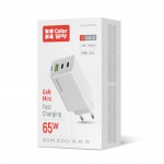 Зарядний пристрій ColorWay GaN Mini 65W PD Port PPS USB (USB-2C1A) White (CW-CHS058PD-WT)