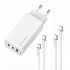 Зарядний пристрій ColorWay GaN Mini 65W PD Port PPS USB (USB-2C1A) White (CW-CHS058PDCL-WT) + кабель Type-C&Lightning
