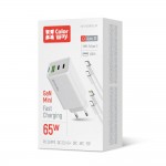 Зарядний пристрій ColorWay GaN Mini 65W PD Port PPS USB (USB-2C1A) White (CW-CHS058PDCL-WT) + кабель Type-C&Lightning