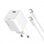 Зарядний пристрій ColorWay GaN Mini 20W PD Port PPS USB-C White (CW-CHS059PD-WT) + кабель Lightning