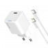 Зарядний пристрій ColorWay GaN Mini 20W PD Port PPS USB-C White (CW-CHS059PD-WT) + кабель Lightning