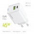 Зарядний пристрій ColorWay GaN Mini 45W PD Port PPS USB (Type-C PD + USB QC4.0) White (CW-CHS060PD-WT)