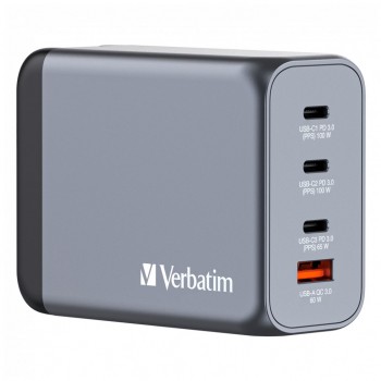 Зарядний пристрій Verbatim GaN 200 W 4 ports (2xUSB-C-100 W,USB-C-65 W /USB-A -3.0) (32204)